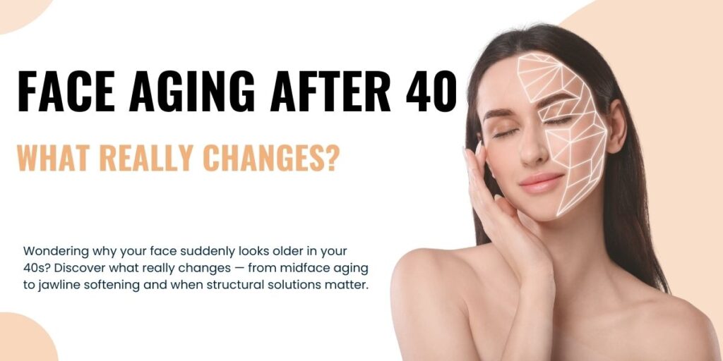 Wondering why your face suddenly looks older in your 40s? Discover what really changes — from midface aging to jawline softening — and when structural solutions matter.